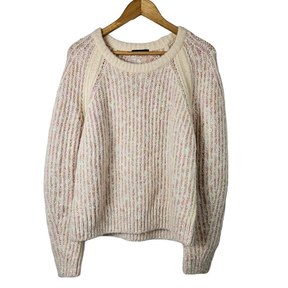 Alpaca Merino Wool Knit Sweater Womens Size M Crochet 2022 J. Crew Reimagined